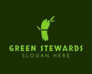 Green Bamboo Footprint logo design