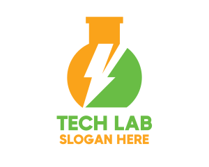 Lab Flask Thunder logo design