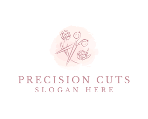 Tailoring Floral Scissors logo design