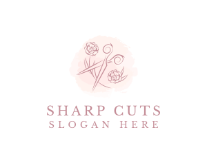 Tailoring Floral Scissors logo design