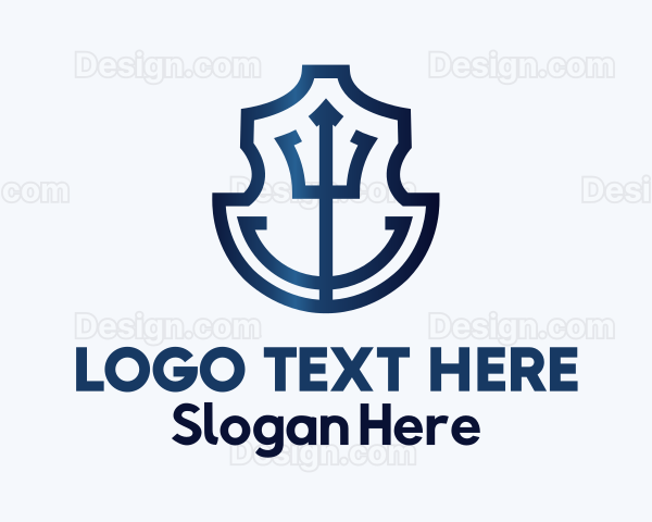 Blue Trident Anchor Badge Logo