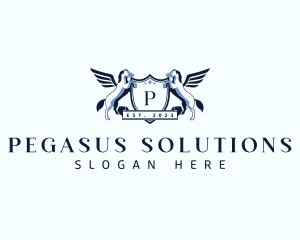 Pegasus Shield Crest logo design