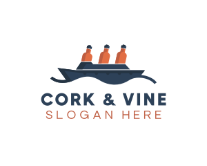 Bottle Ship Shipping logo design