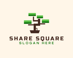 Square Bonsai Tree logo design