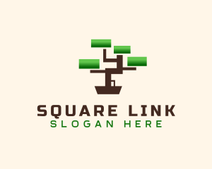 Square Bonsai Tree logo design