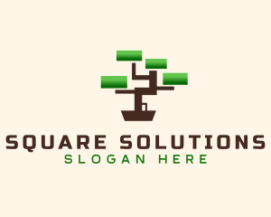 Square Bonsai Tree logo design