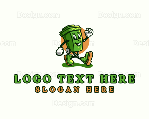 Garbage Trash Bin Cartoon Logo