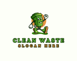 Garbage Trash Bin Cartoon logo