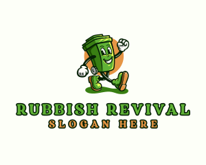 Garbage Trash Bin Cartoon logo