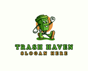 Garbage Trash Bin Cartoon logo design