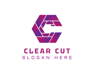 Camera Shutter Hexagon Letter C logo design