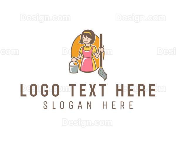 Happy Woman Cleaner Logo