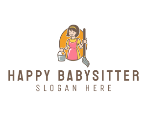 Happy Woman Cleaner logo design