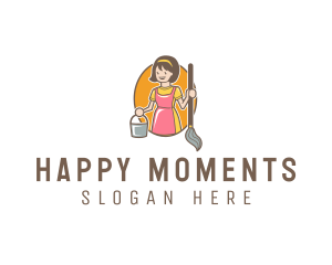 Happy Woman Cleaner logo design