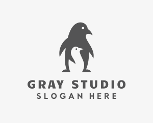 Gray Penguin & Baby logo