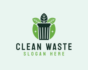 Eco Garbage Bin Leaf logo design