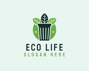 Eco Garbage Bin Leaf logo design