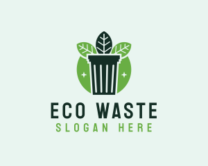 Eco Garbage Bin Leaf logo design