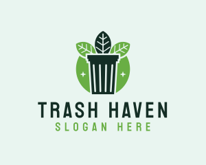 Eco Garbage Bin Leaf logo design