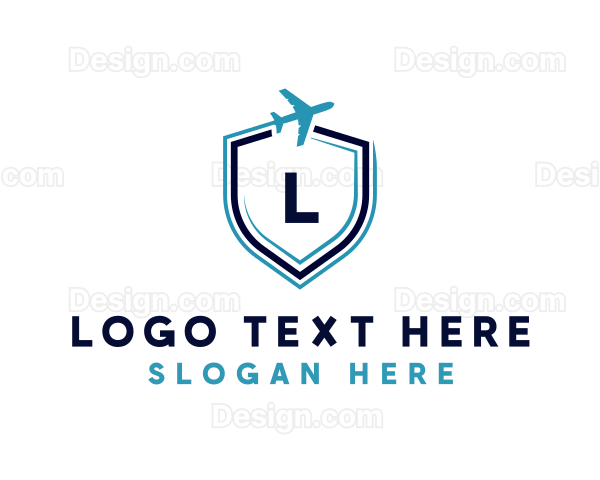 Airplane Travel Shield Logo