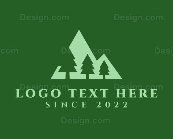 Green Pine Tree Mountain Logo