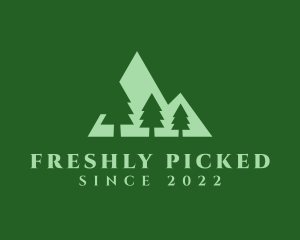 Green Pine Tree Mountain logo design