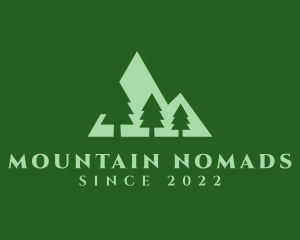 Green Pine Tree Mountain logo design