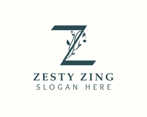 Green Floral Letter Z logo design