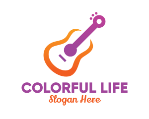 Colorful Guitar Outline logo design