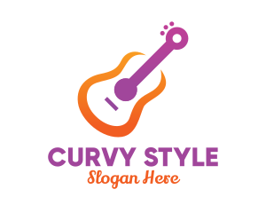 Colorful Guitar Outline logo design