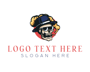 Hipster Skull Smoking Cigarette Logo