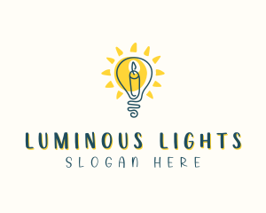 Candle Light Bulb logo design