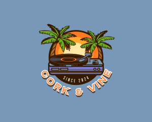 Tropical Party Disc Jockey logo design