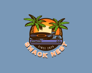 Tropical Party Disc Jockey logo design