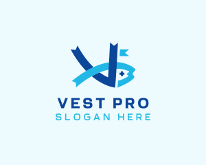 Ribbon Fish Letter V logo design