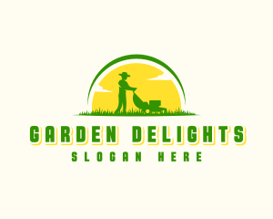 Lawn Mower Gardener logo design