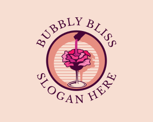 Rose Wine Champagne logo design