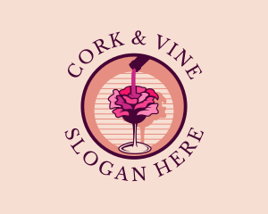 Rose Wine Champagne logo design