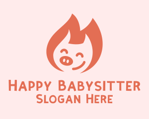 Happy Pink Piglet  logo design