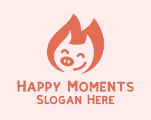 Happy Pink Piglet  logo design