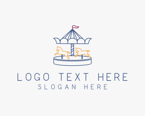 Horse Carousel Amusement Park logo design