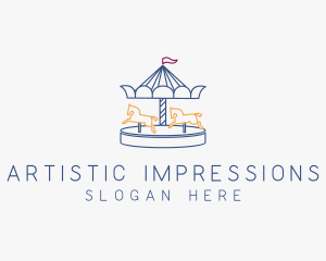 Horse Carousel Amusement Park logo design