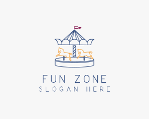 Horse Carousel Amusement Park logo design