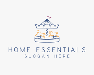 Horse Carousel Amusement Park logo design