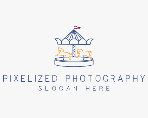 Horse Carousel Amusement Park logo design