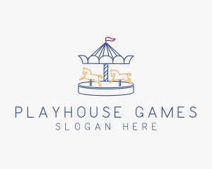 Horse Carousel Amusement Park logo design