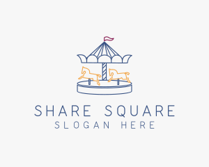 Horse Carousel Amusement Park logo design