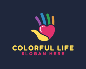 Colorful Hand Heart logo design