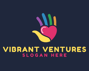 Colorful Hand Heart logo design