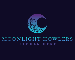 Crescent Moon Flower logo design